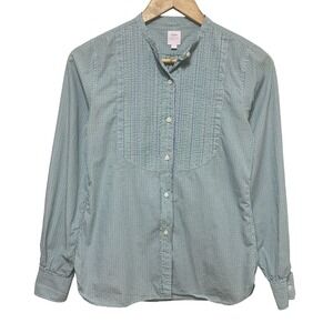 Ann Mashburn Pintuck Button Down Shirt Womens XS Check Bib‎ Front Preppy Cotton